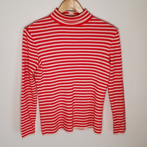 Where's Waldo Vintage Classic Red and White Striped Longsleeve Ribbed Turtleneck - Picture 10 of 13